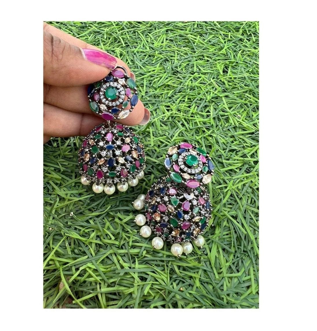 Round stud revolving jhumkas - Alluring Accessories