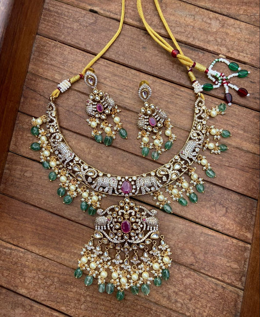 Sale Price Victorian Peacock Necklace with earrings - Alluring Accessories