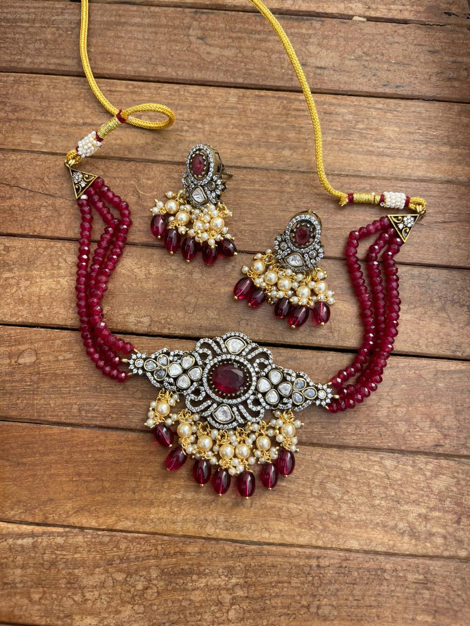 Sankranthi sale Victorian choker with earrings - Alluring Accessories
