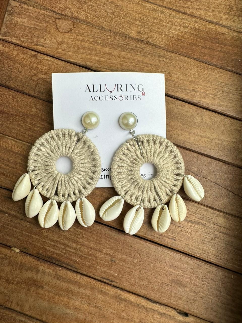 Shell cloth beaded earrings - Alluring Accessories