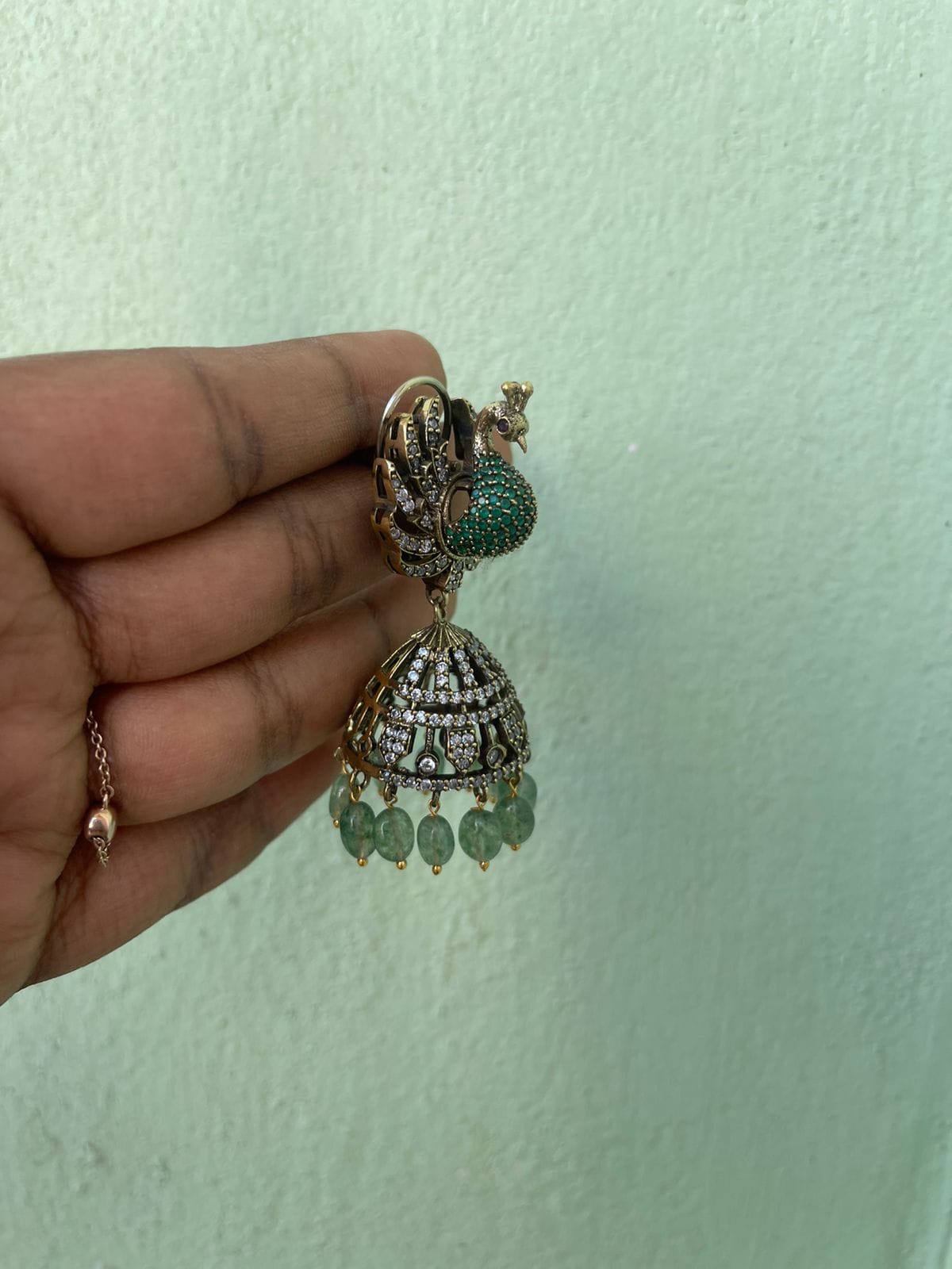 Side peacock victorian kundan jhumkas - Alluring Accessories