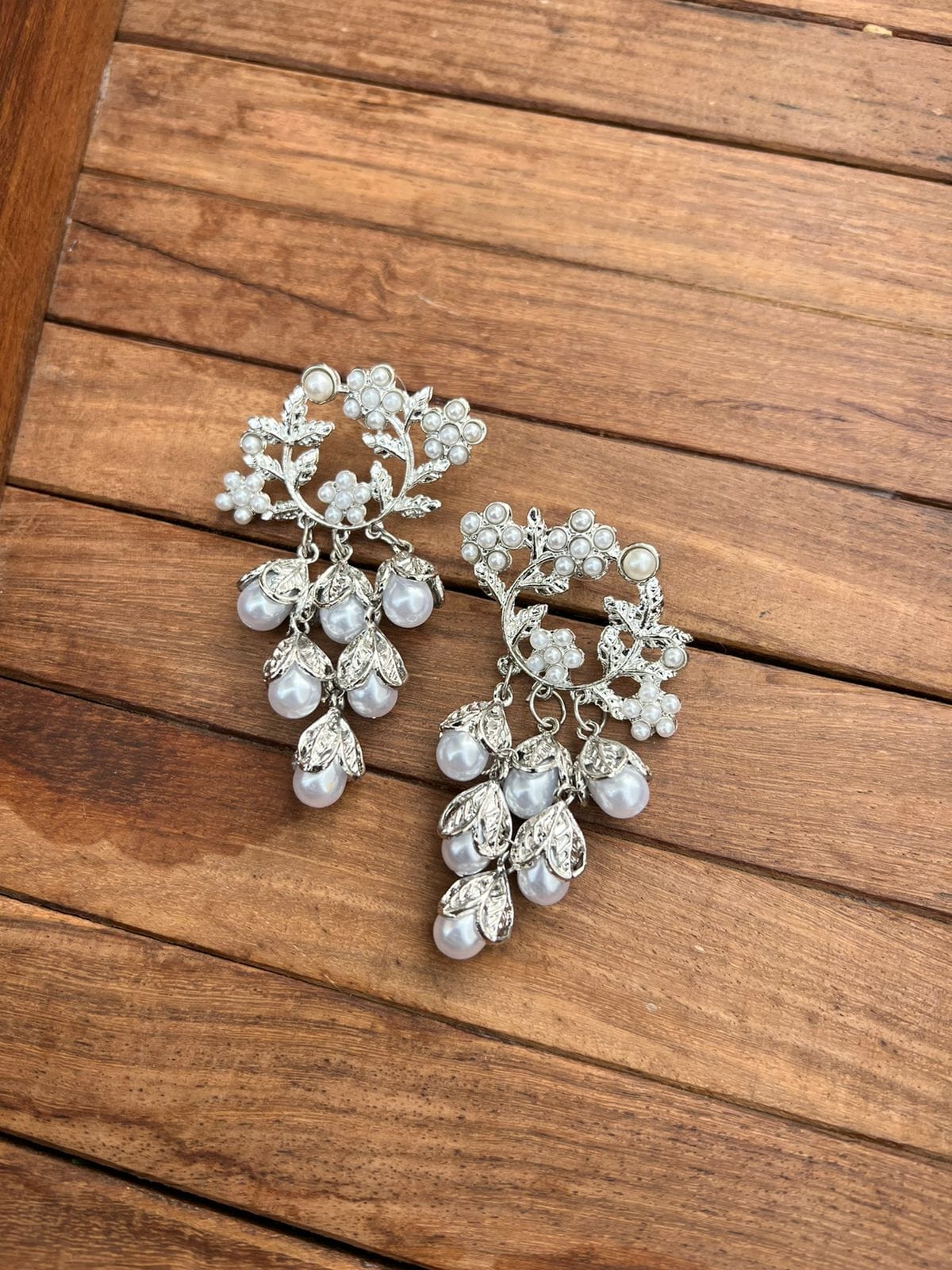 Silver grape earrings