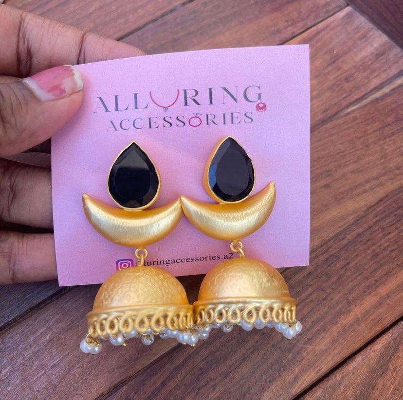 Single stone gold plated earrings - Alluring Accessories