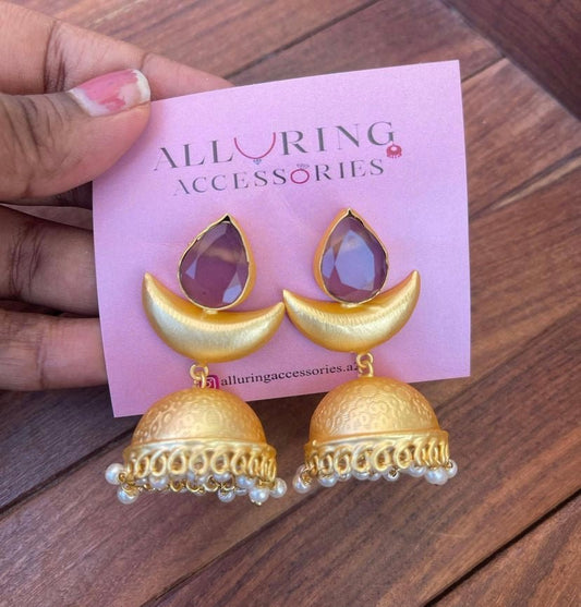 Single stone gold plated earrings - Alluring Accessories