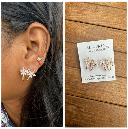 Size varying flower earcuff earrings - Alluring Accessories