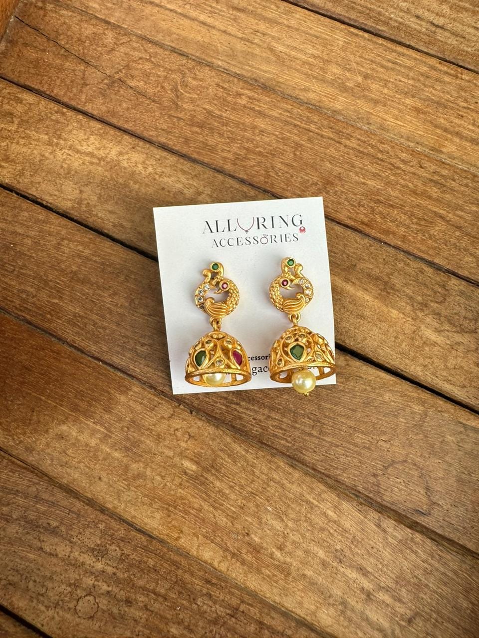 Small peacock gold jhumkas - Alluring Accessories