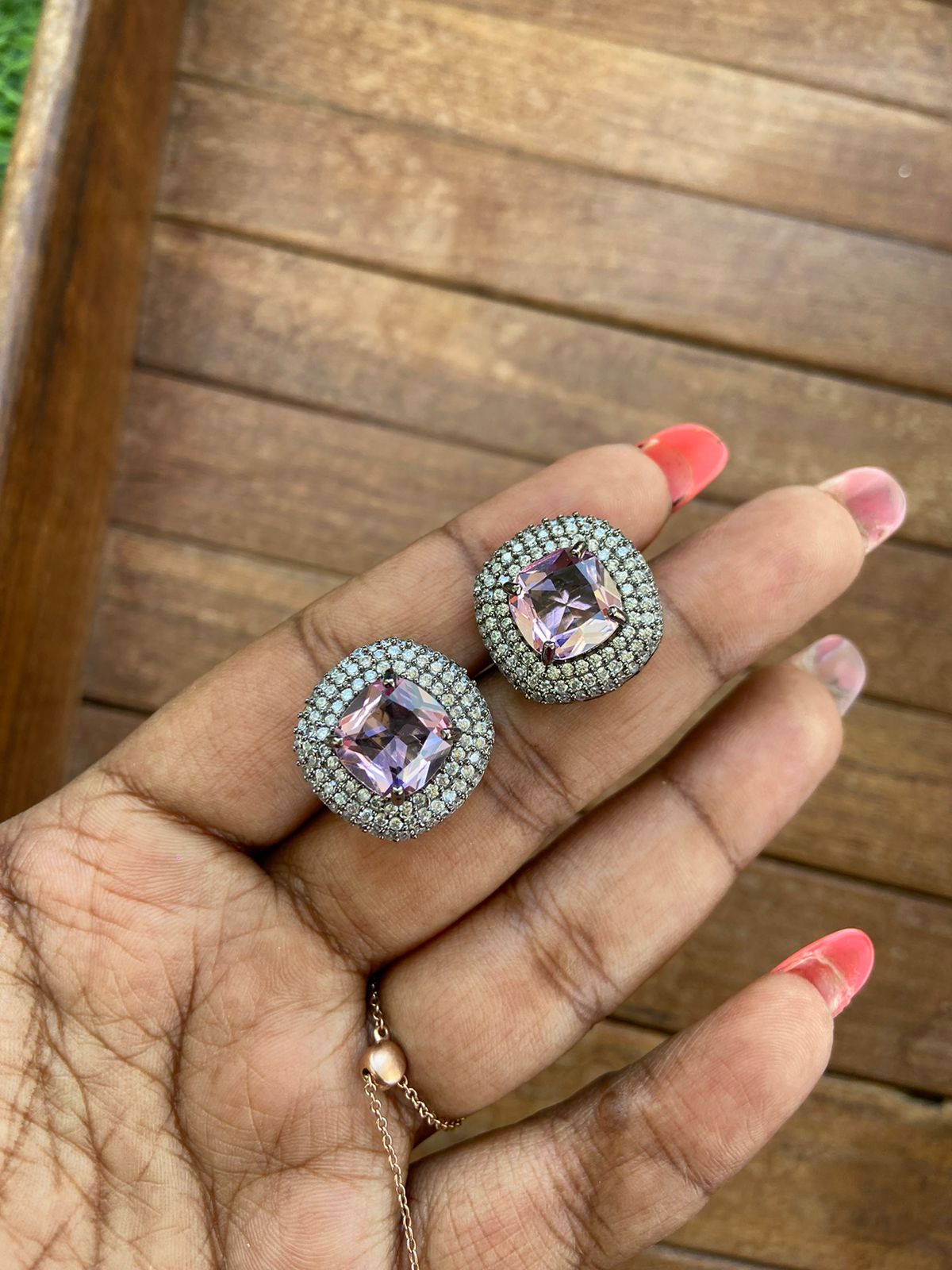 Sparkling square round zircon earrings - Alluring Accessories