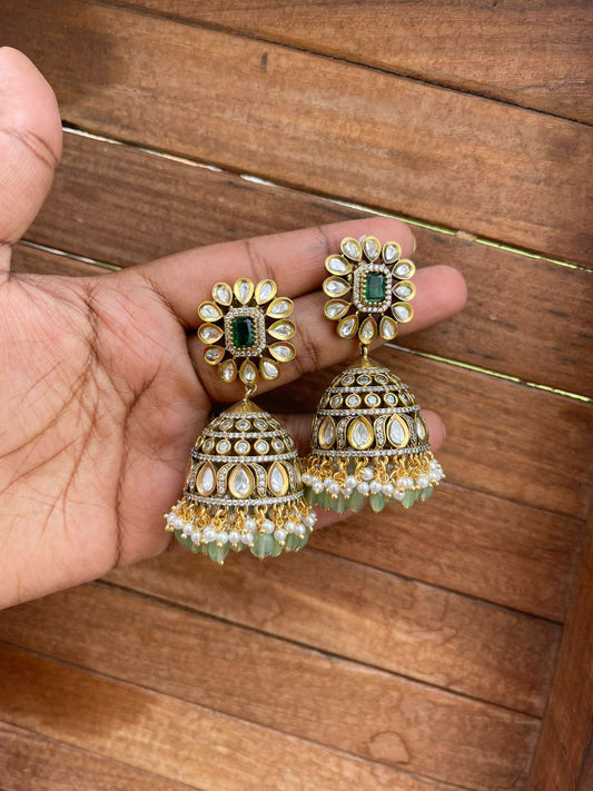 Square kundan cone victorian jhumkas - Alluring Accessories