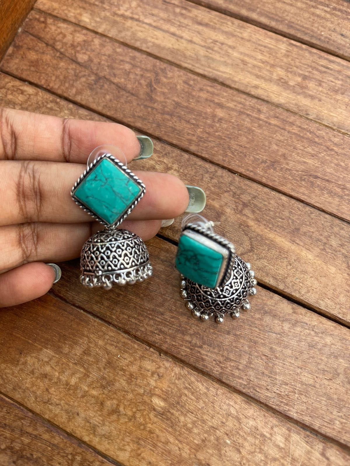 Square oxidised jhumkas - Alluring Accessories