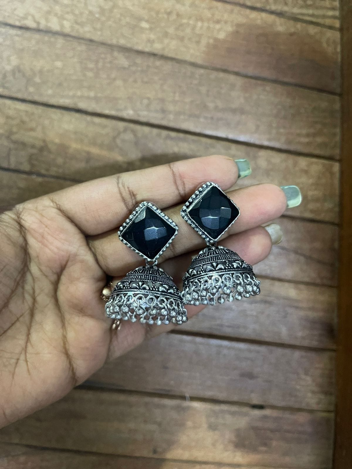 Square oxidised jhumkas - Alluring Accessories