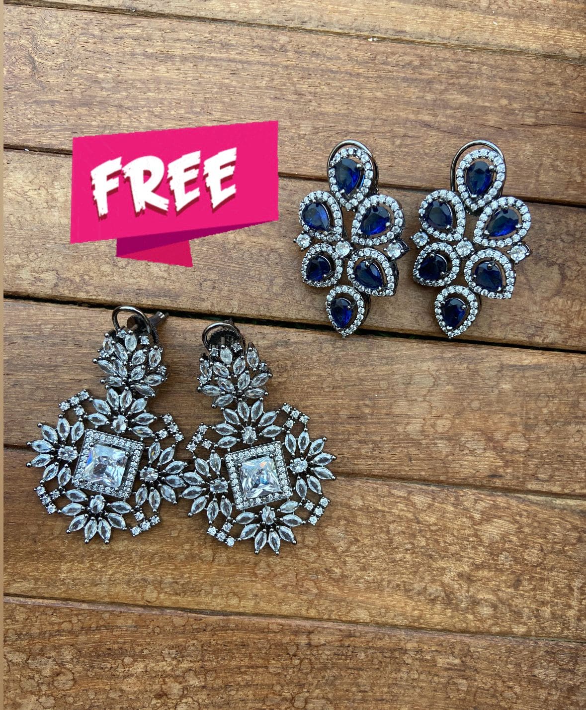 Square zircon with leaf stem dangler freebie - Alluring Accessories