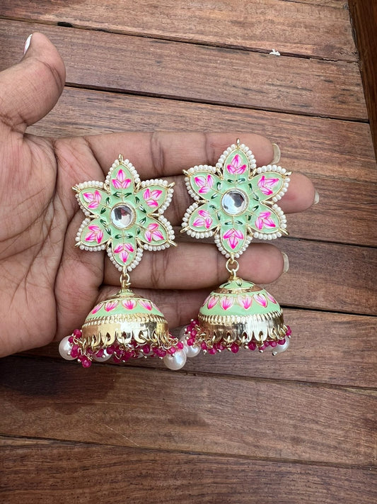 Fleur étoilée Meenakari Jhumkas