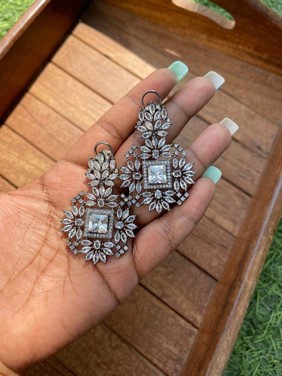 Statement square zircon earrings - Alluring Accessories