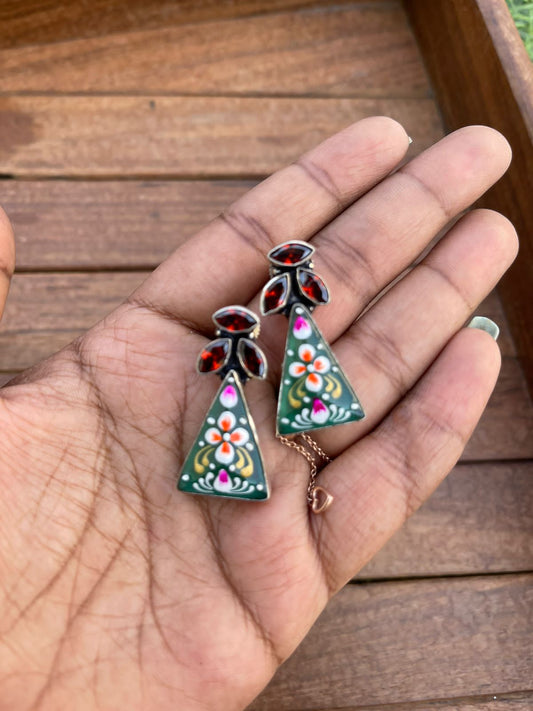 Statement triangle meenakari earrings - Alluring Accessories