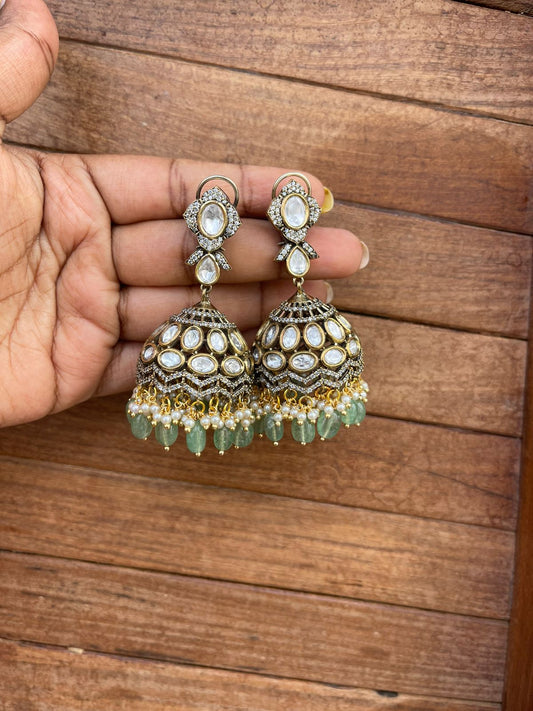 Statement victorian kundan jhumkas - Alluring Accessories