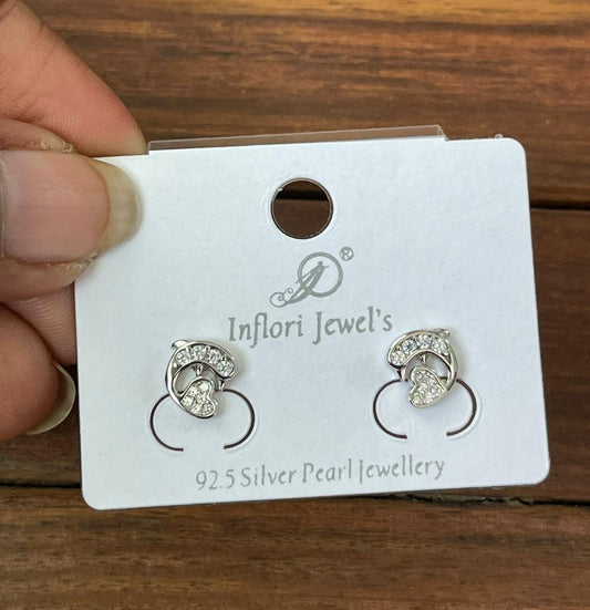 Sterling silver dolphin heart earrings