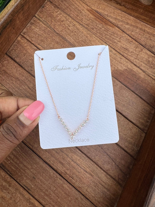 Sterling silver V shaped rosegold neckline - Alluring Accessories