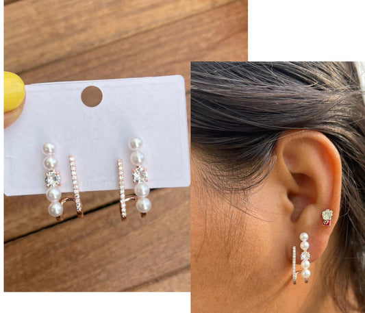 Stones and pearls earcuff style earrings - Alluring Accessories