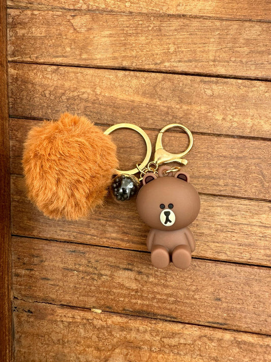 Teddy brown pom-pom keychain - Alluring Accessories