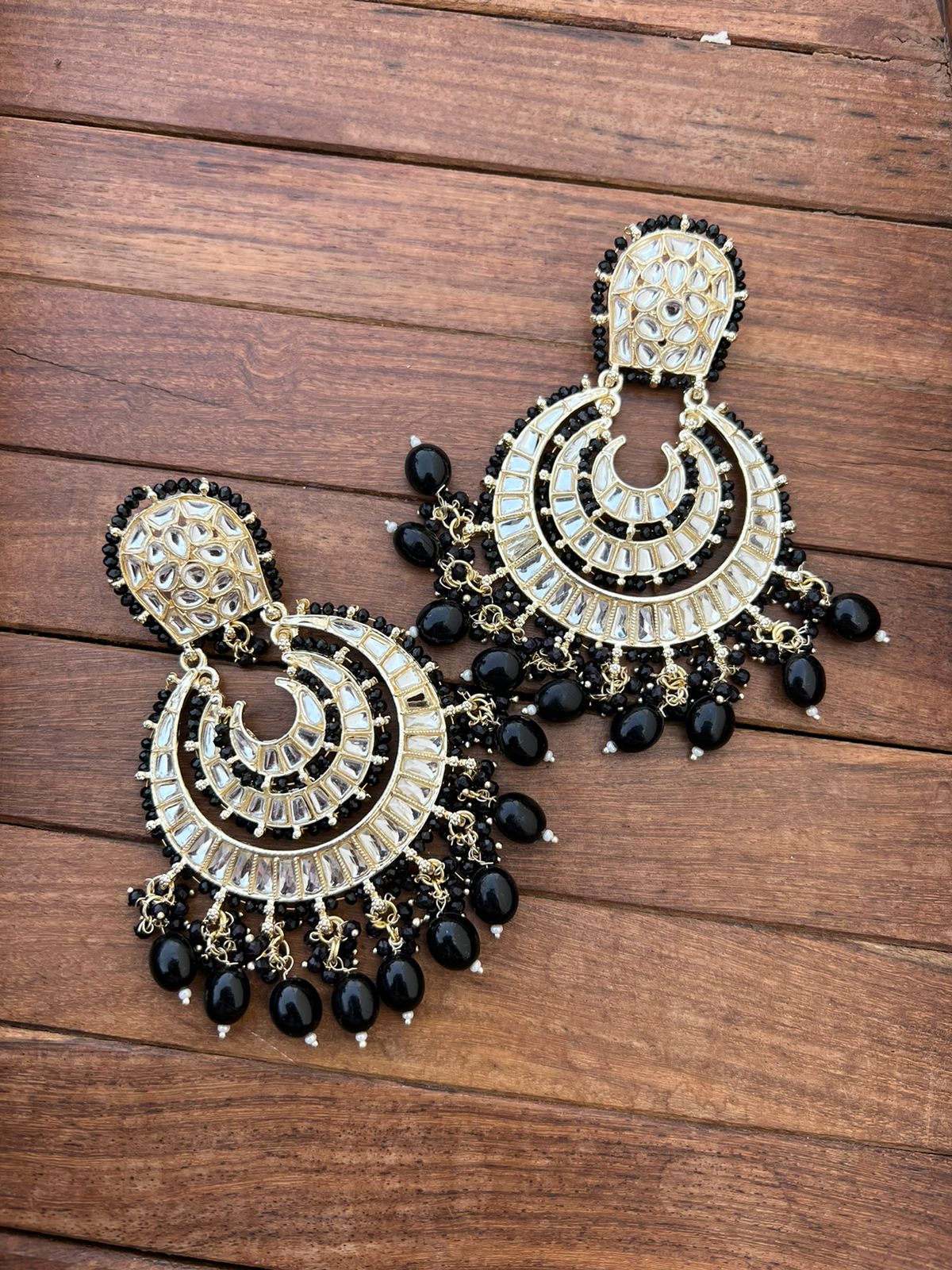 Boucles d’oreilles lourdes et légères chandbali à trois couches