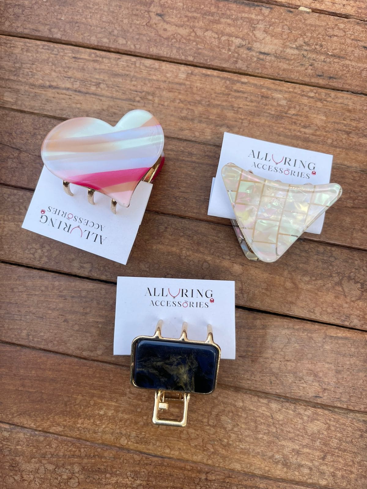 Three shaped Mettalic clips combo - Alluring Accessories