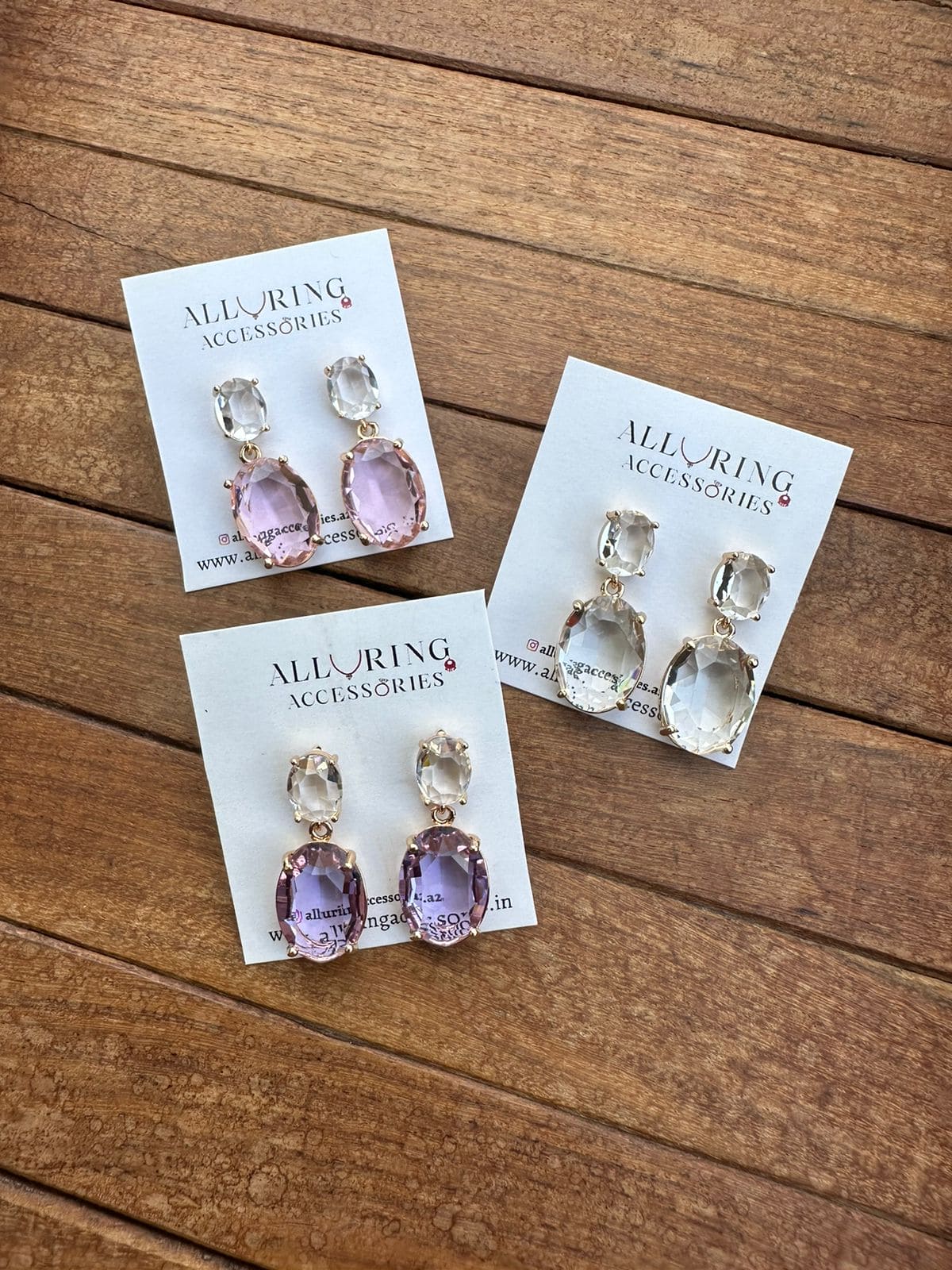 Transparent white pink purple earrings - Alluring Accessories