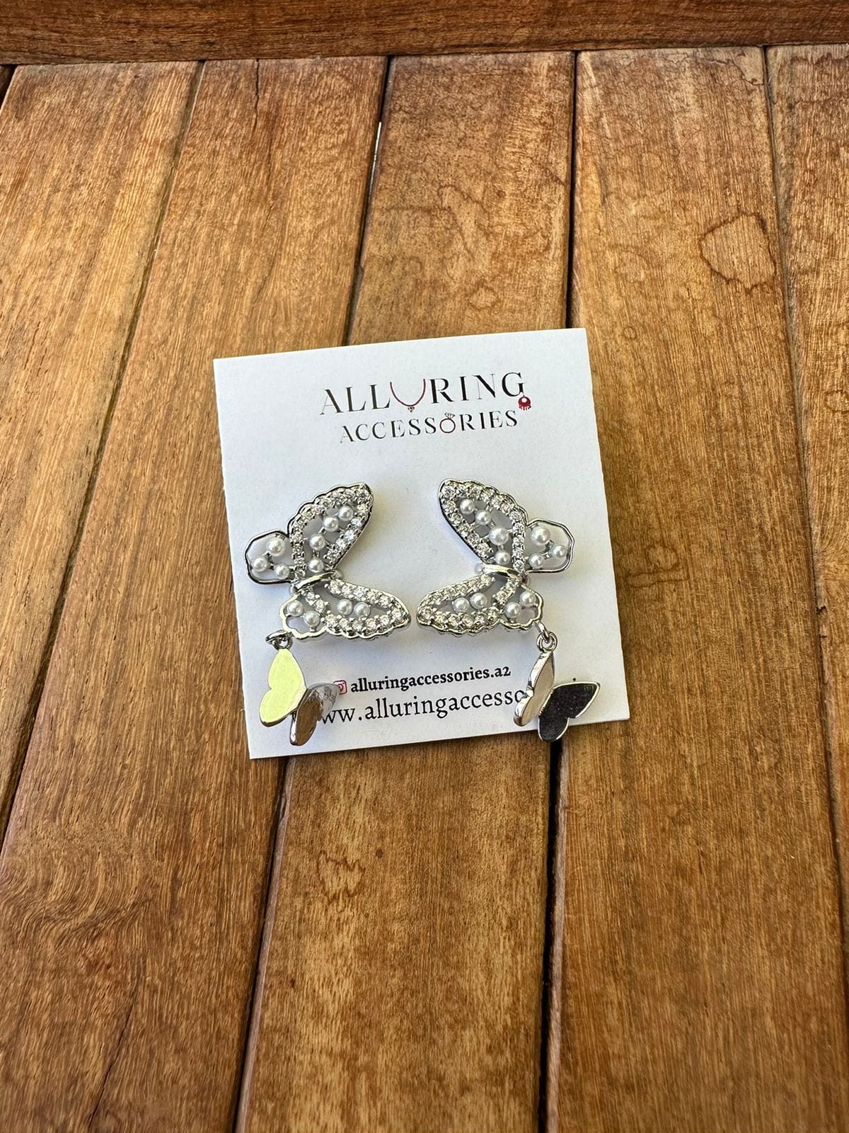 Two butterfly silver hanging earrings - Alluring Accessories