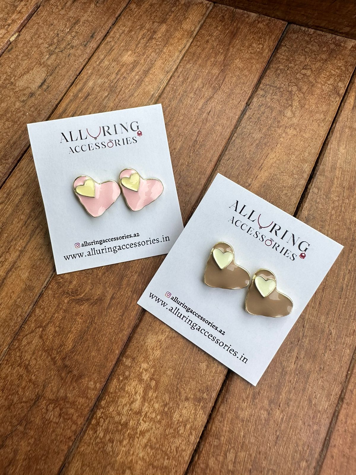 Two coloured heart studs - Alluring Accessories