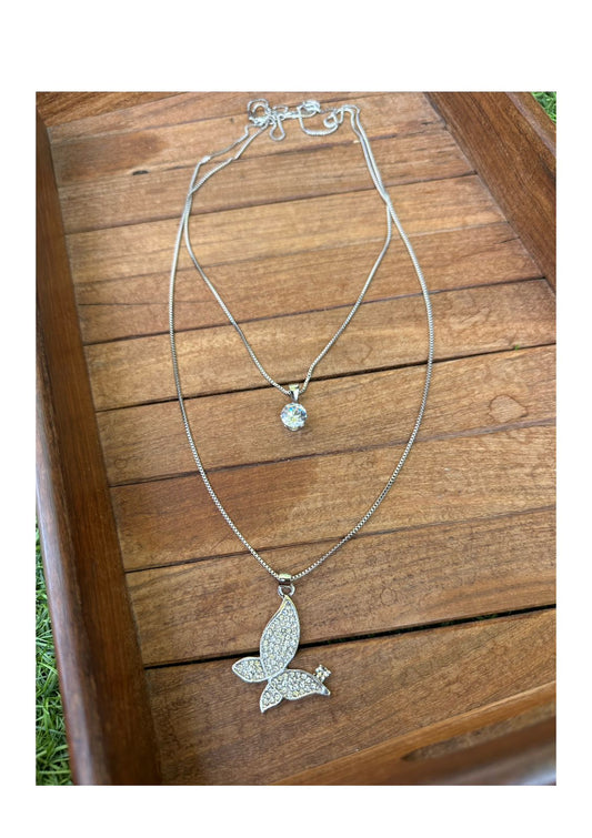 Two layered butterfly long chain - Alluring Accessories