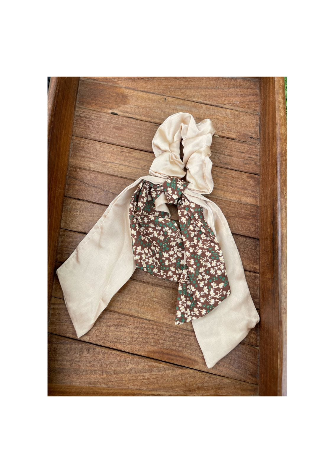 Two layered floral scarf scrunchies - Alluring Accessories