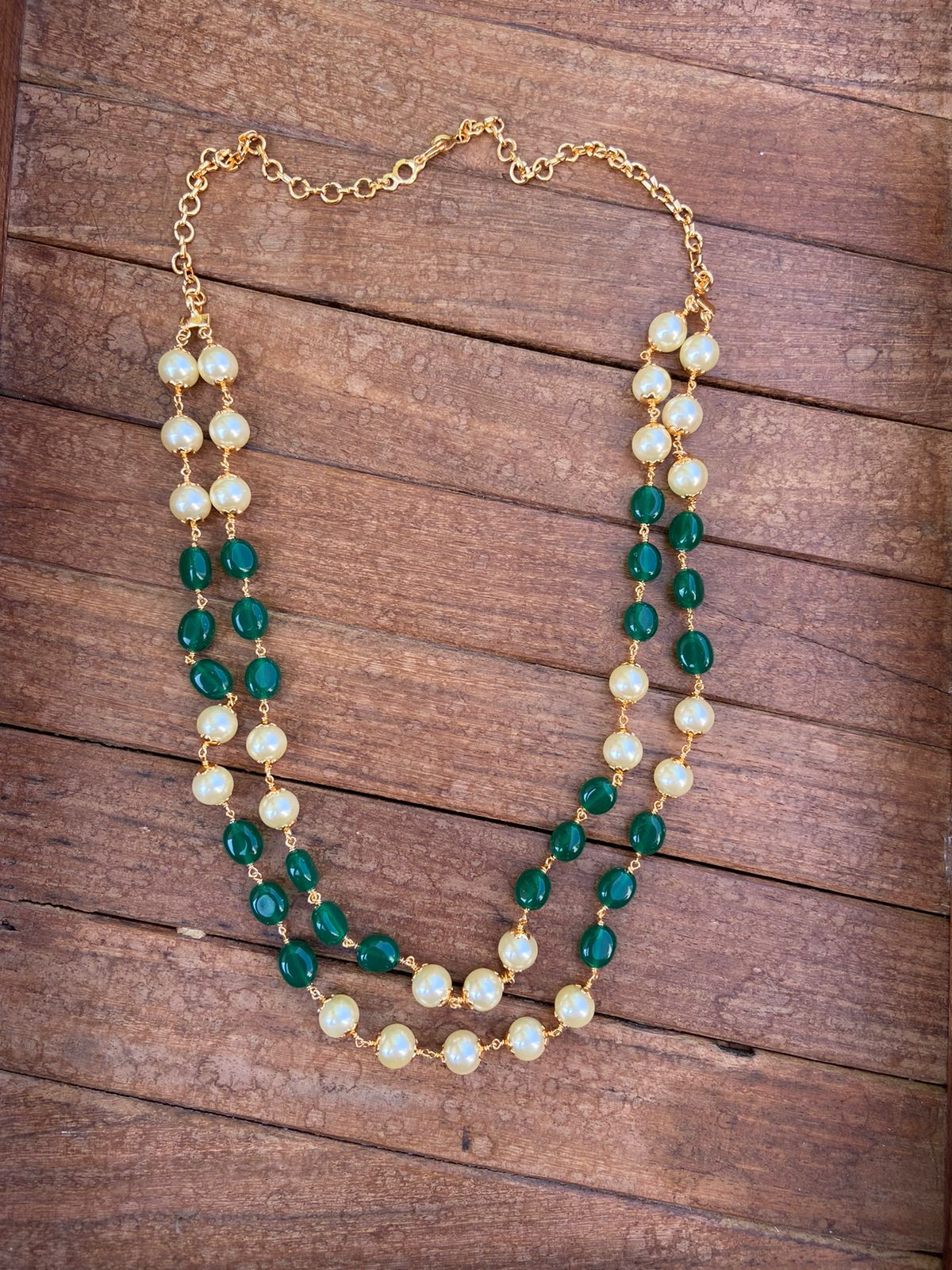 Two layered green beads mala - Alluring Accessories