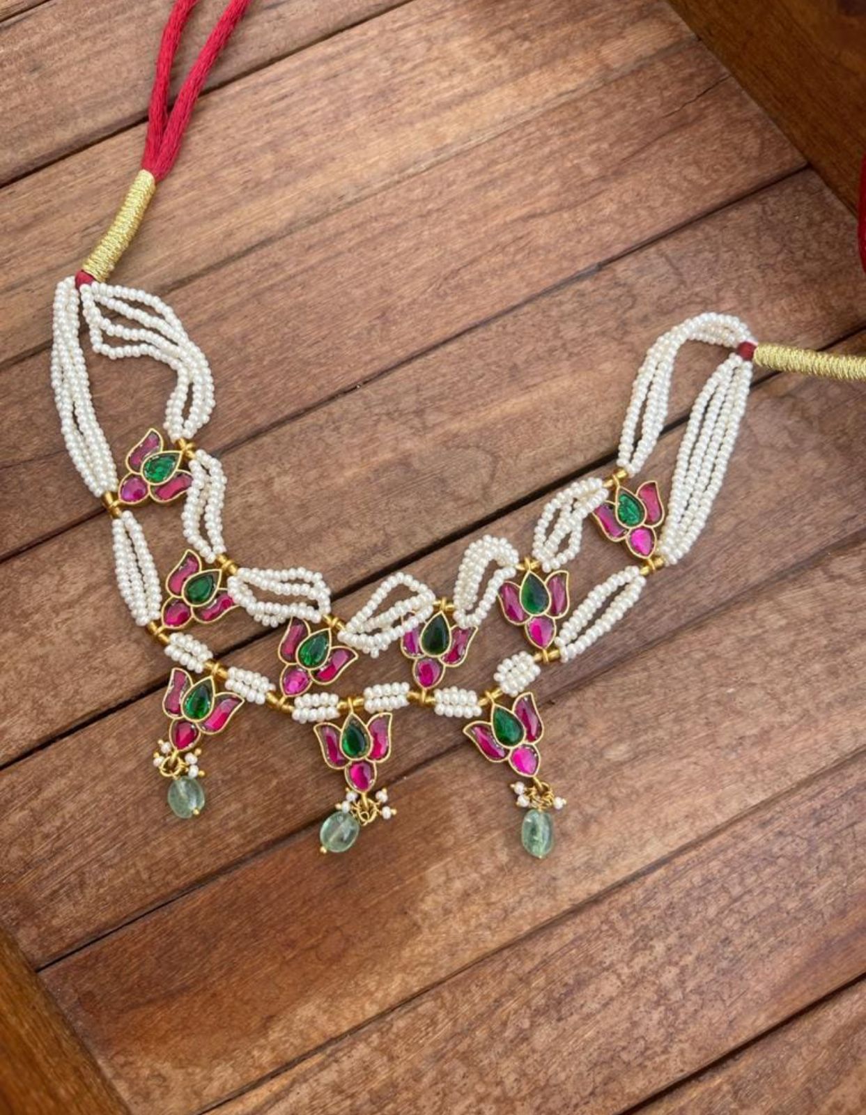 Two layered lotus real kundan jadau choker - Alluring Accessories