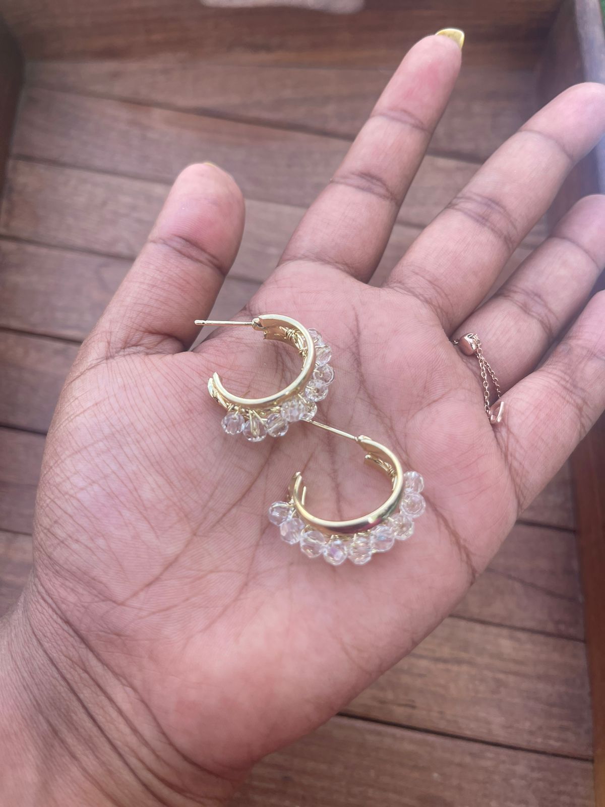 Two layered pearl crystal hoops - Alluring Accessories