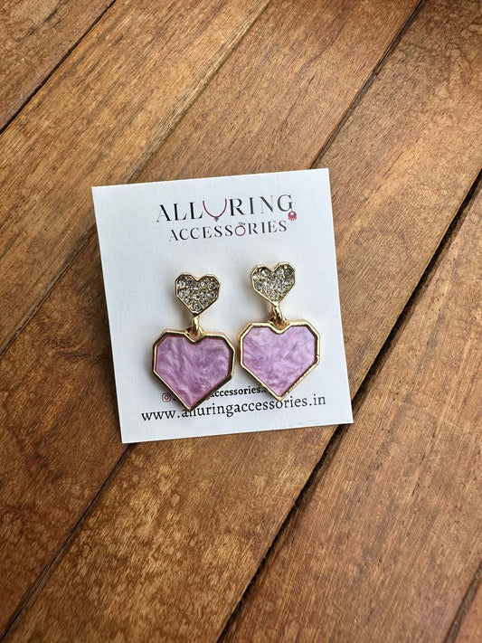 Two layered purple heart earrings - Alluring Accessories