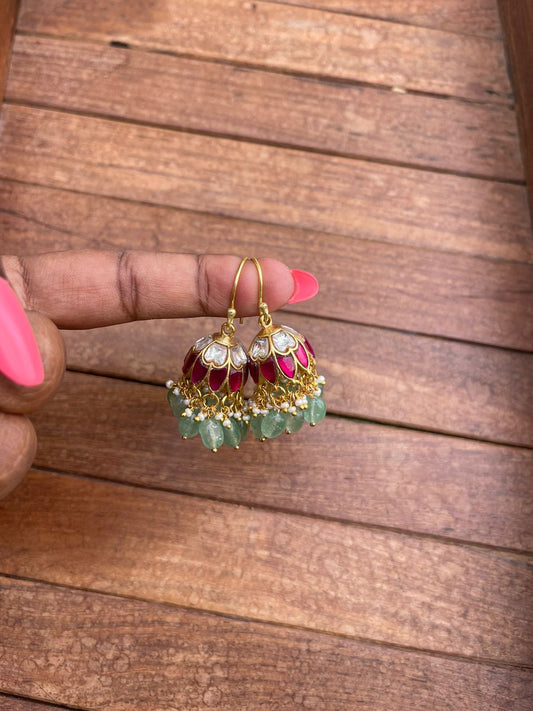 Two layered real kundan dailywear hooks - Alluring Accessories