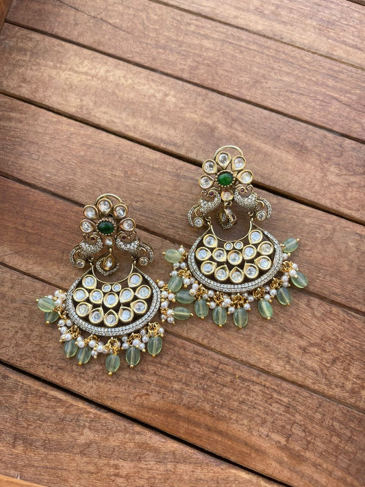 Two peacock victorian chandbalis - Alluring Accessories