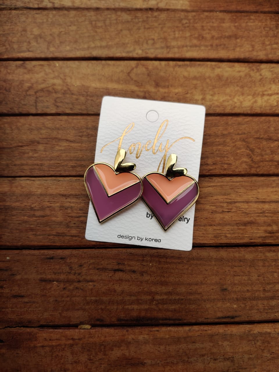 Two shaded stylish heart earrings - Alluring Accessories