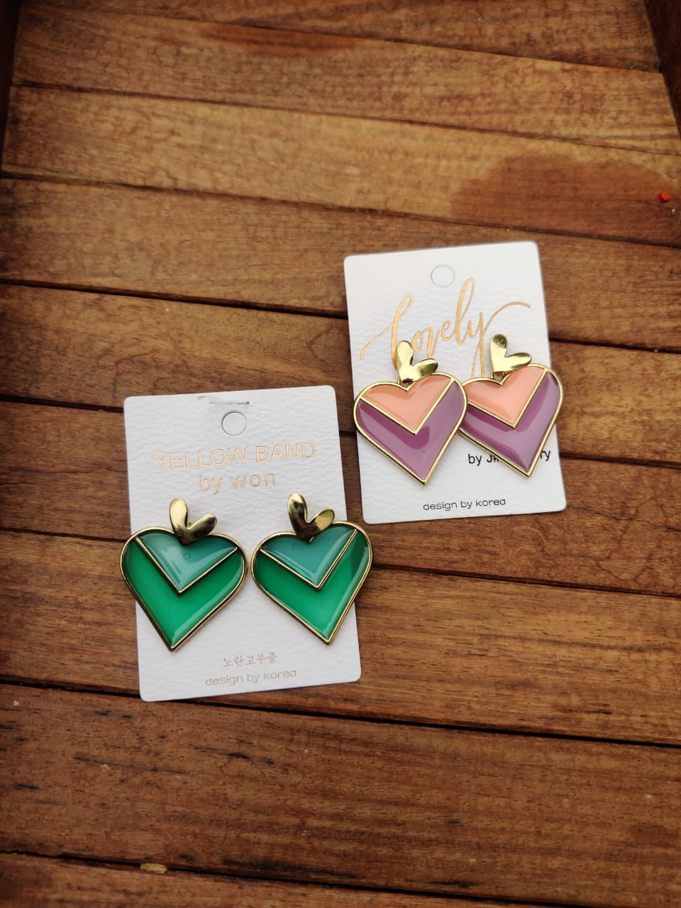 Two shaded stylish heart earrings - Alluring Accessories