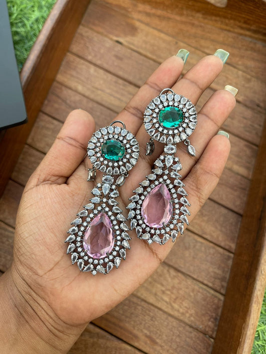 Two shaded zircon crystal danglers - Alluring Accessories