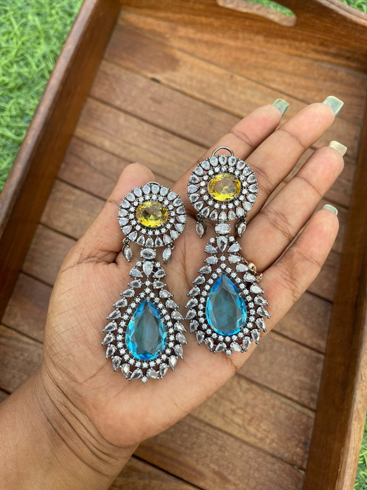 Two shaded zircon crystal danglers - Alluring Accessories