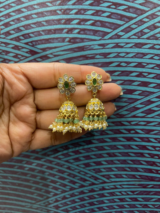 Uncut diamond small polki jhumkas - Alluring Accessories