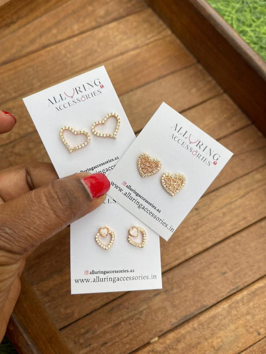 Unique dailywear heart studs - Alluring Accessories