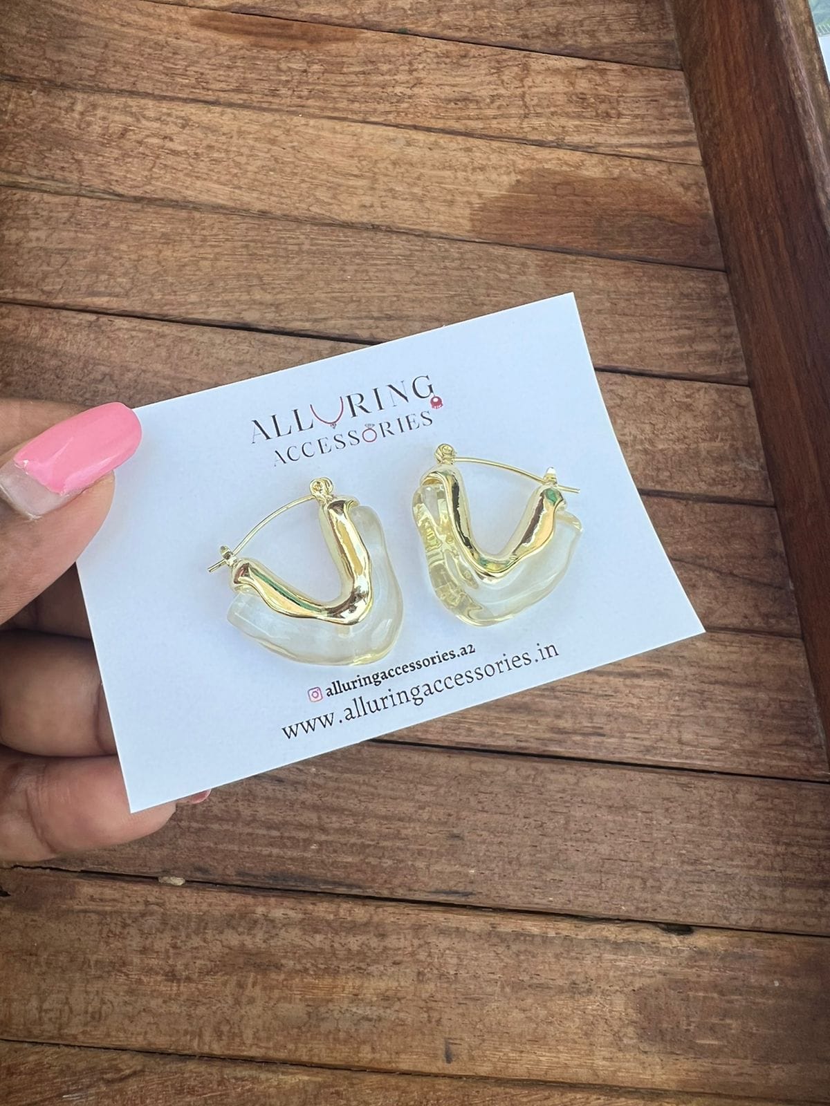 V shaped crystal hoops - Alluring Accessories