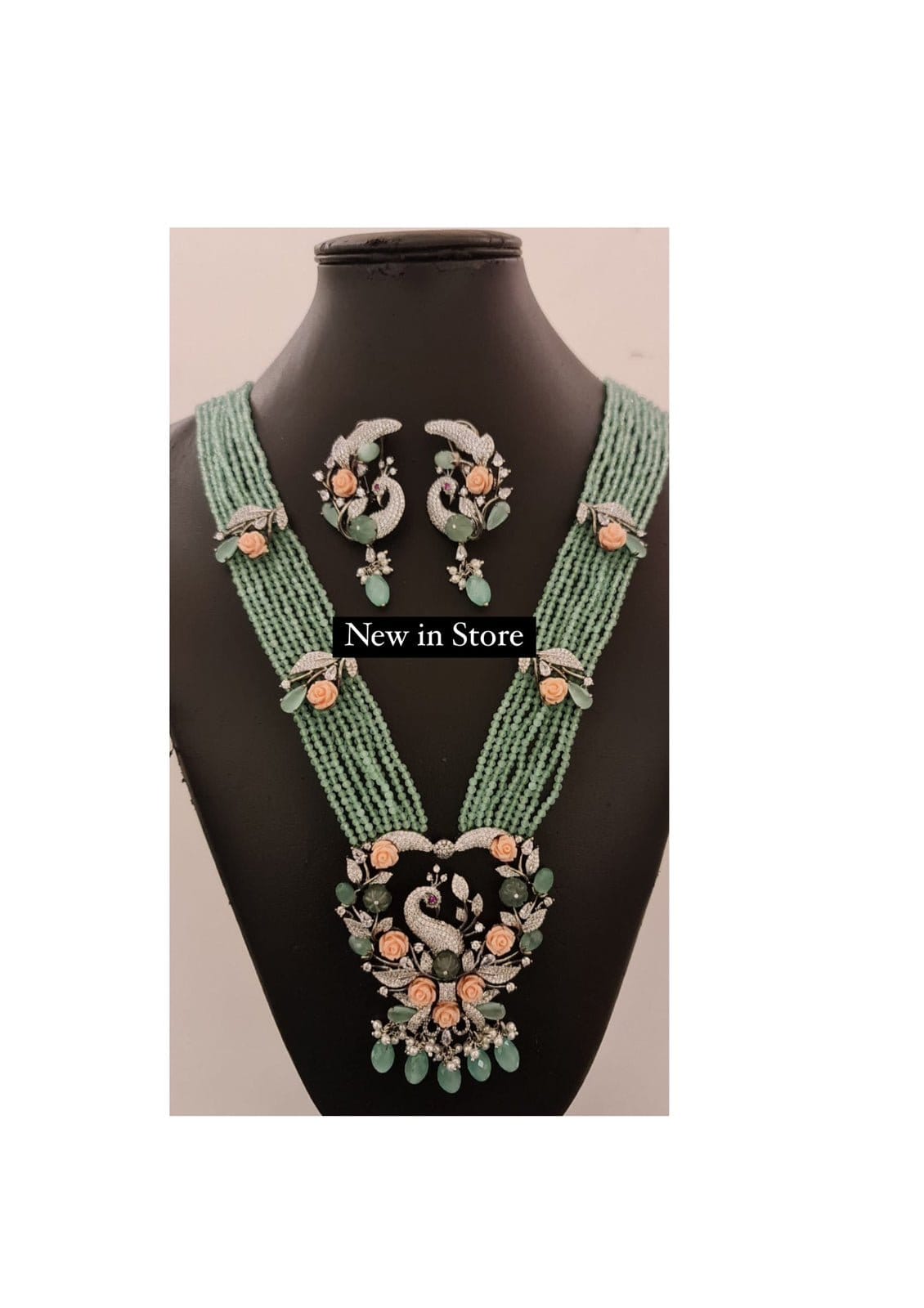 Victorian nine layered beads heavy necklace with earrings - Alluring Accessories