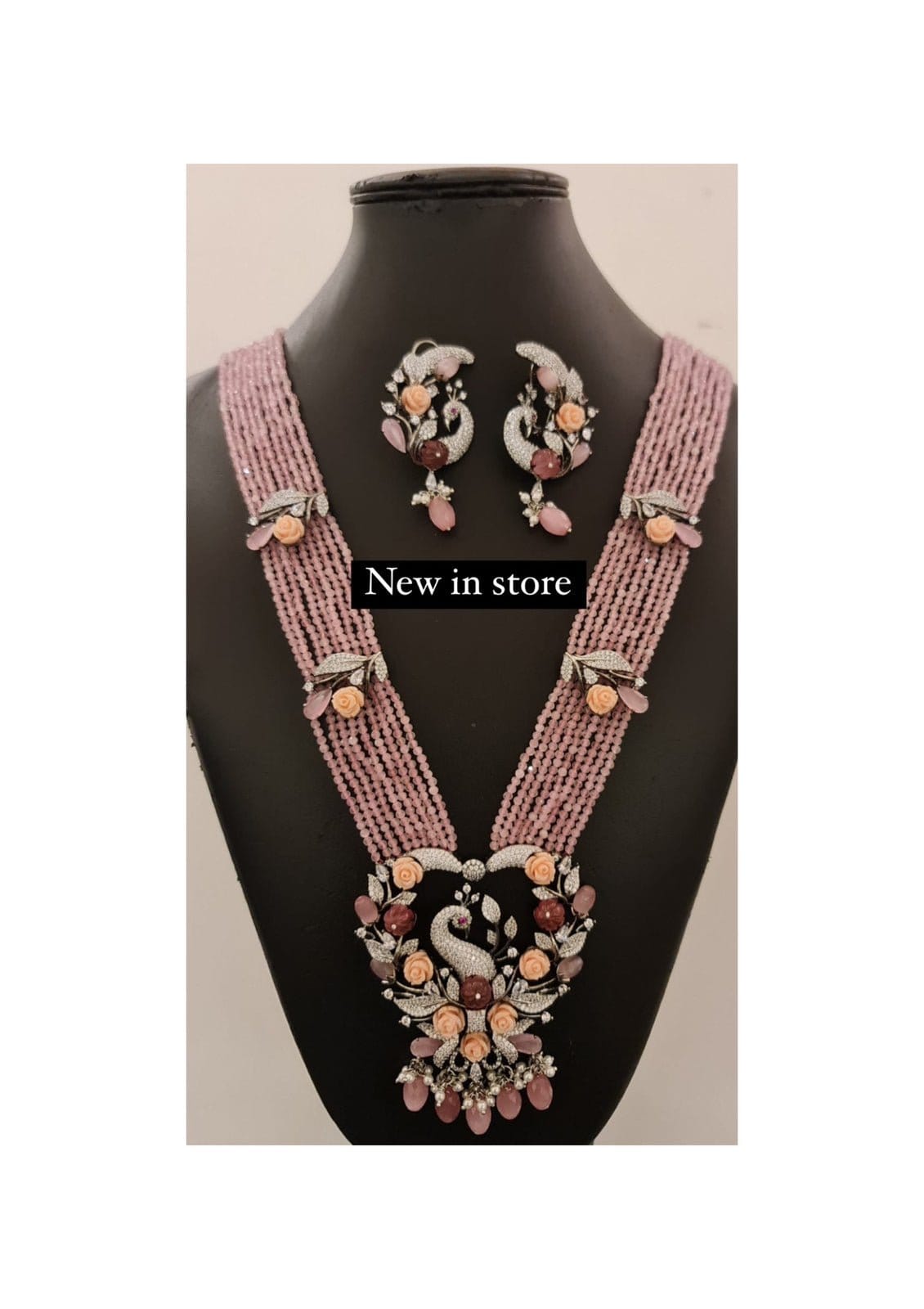 Victorian nine layered beads heavy necklace with earrings - Alluring Accessories