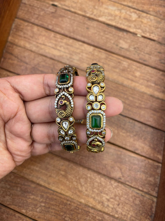 Victorian peacock emerald bangles - Alluring Accessories