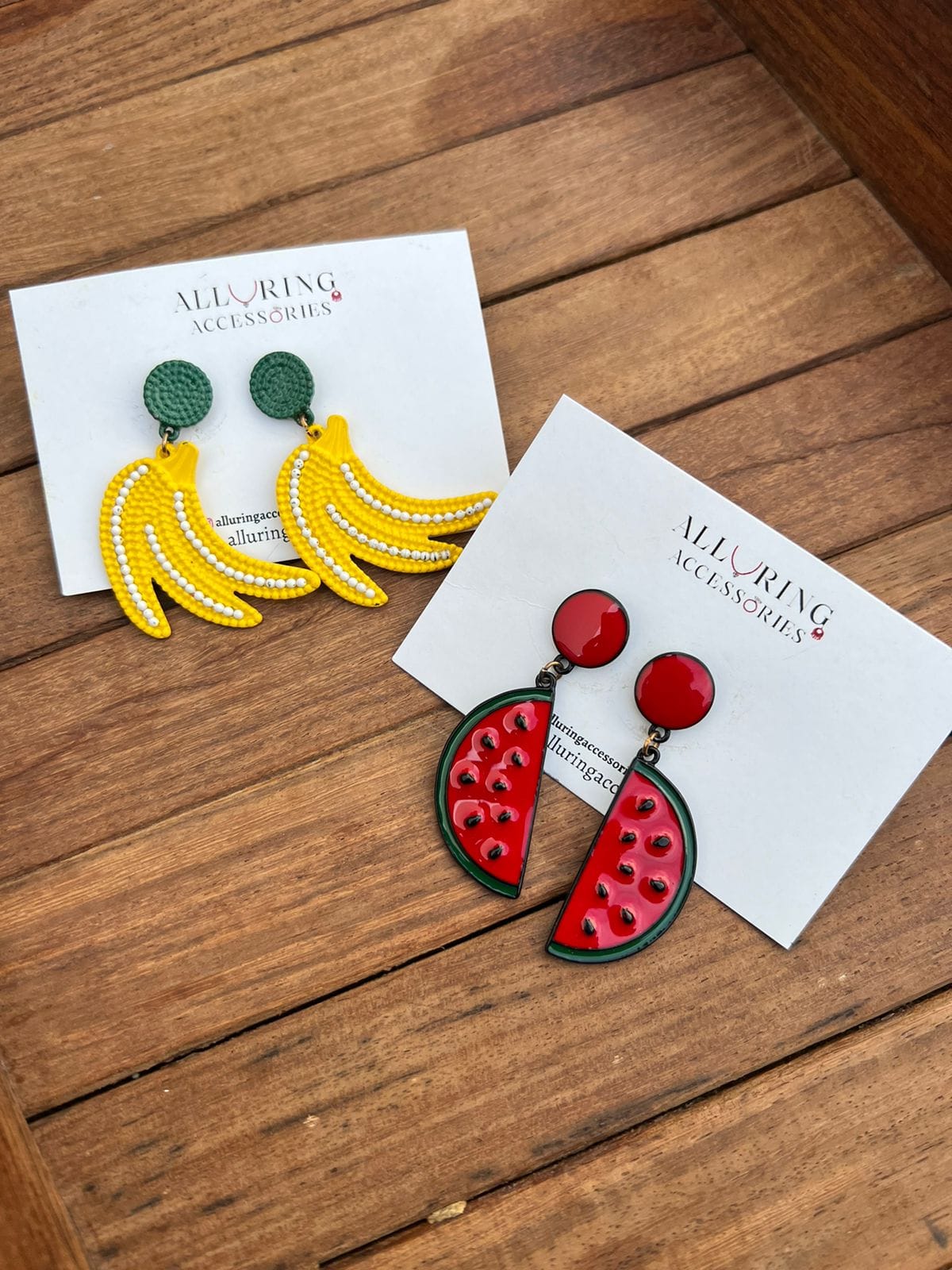 Watermelon and Banana quirky earrings combo