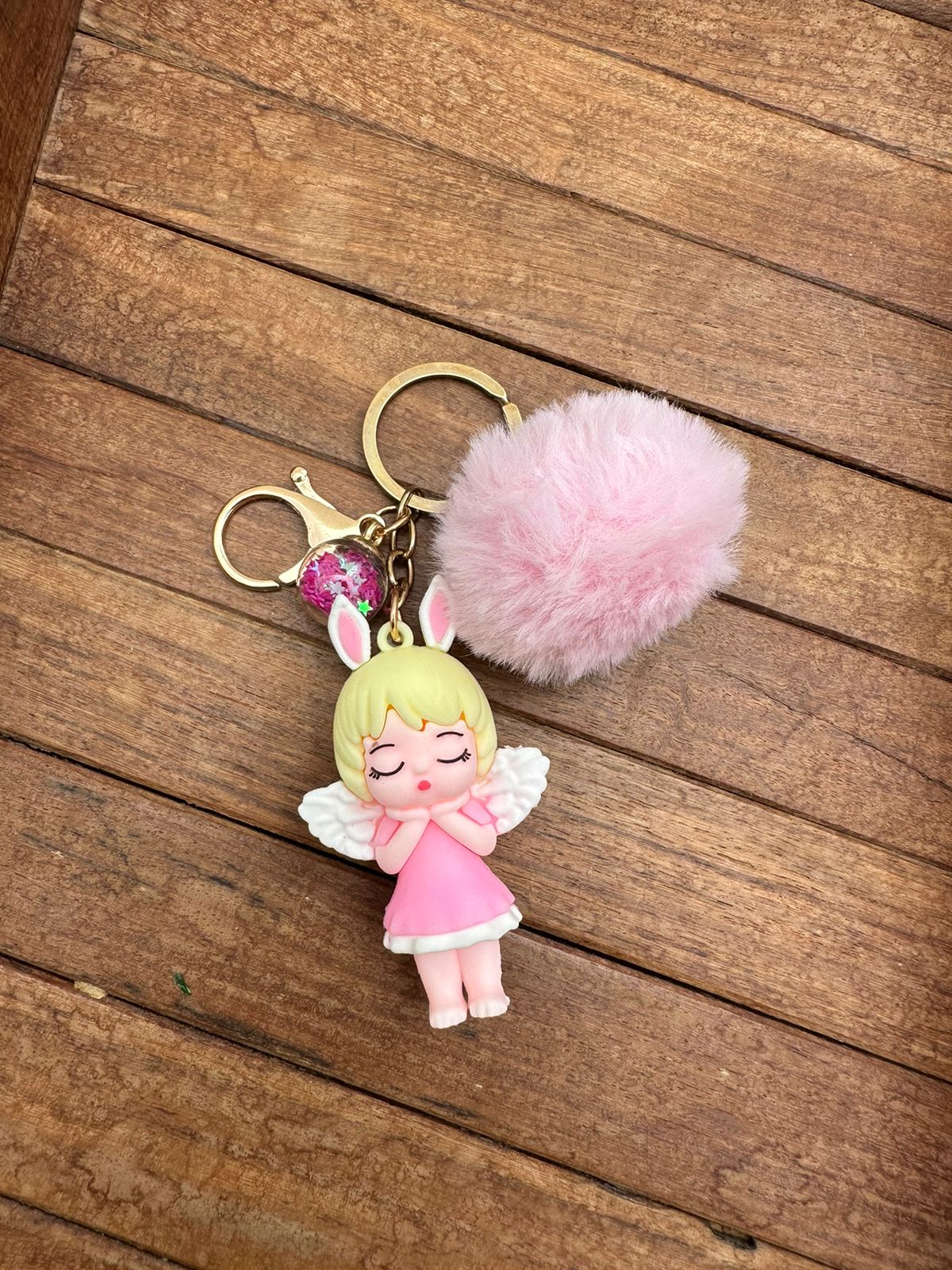 Wing girl pom-pom key chain - Alluring Accessories