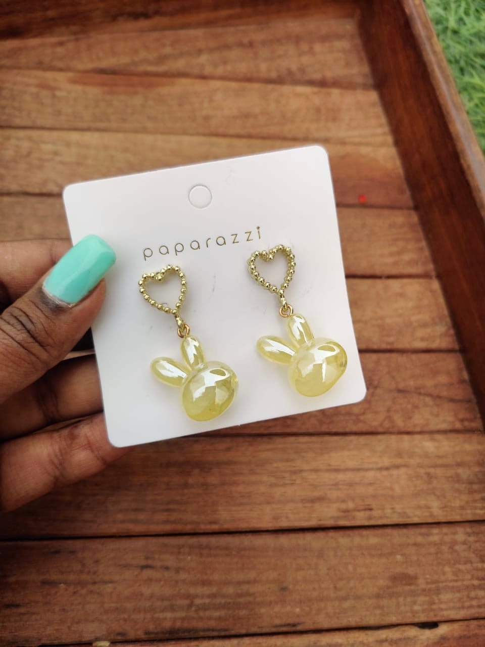 Yellow bunny heart earrings - Alluring Accessories