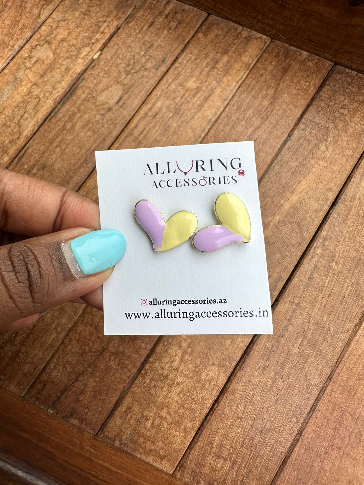 Yellow Purple heart studs - Alluring Accessories